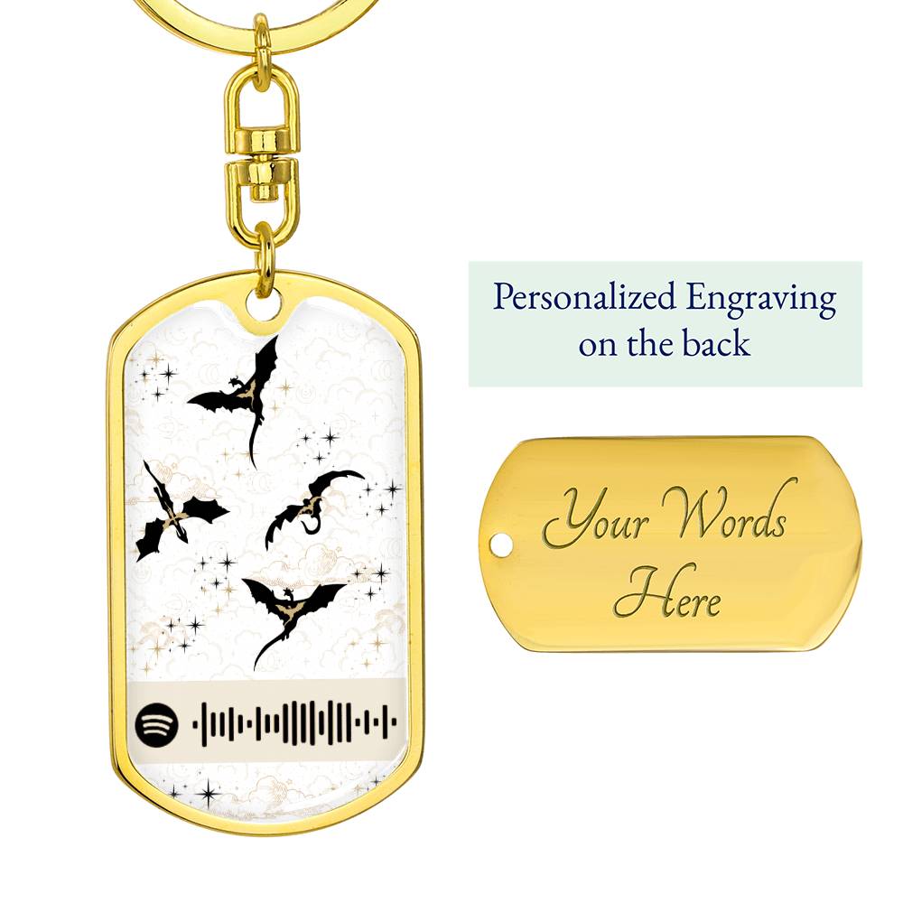 The Fourth Wing Fantasy Gift, 4th Wing Keychain & Sound Ambiance w Spotify Code, Reading Playlist, Gift for Readers