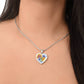 Sunflowers and Blue Cornflowers Heart Pendant