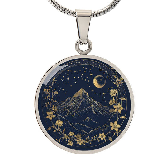 Acotar Merch,Acotar Jewelry,Acotar Wedding,Velaris Gold Star and Mountain Pendant with Engraving