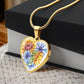 Sunflowers and Blue Cornflowers Heart Pendant