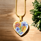 Sunflowers and Blue Cornflowers Heart Pendant