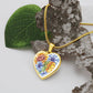 Sunflowers and Blue Cornflowers Heart Pendant
