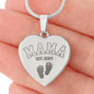 Mama Necklace with Engraved Personalization Baby Feet Heart Necklace