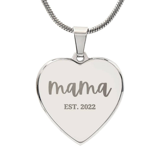 Cursive Mama Necklce on Heart Pendant