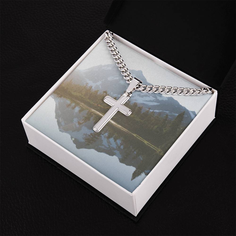 Cross necklace Nature background