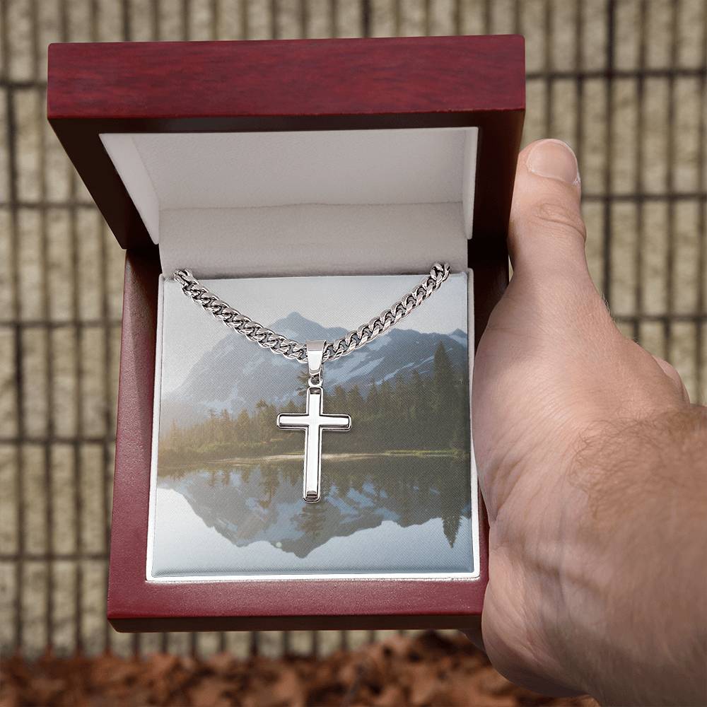 Cross necklace Nature background