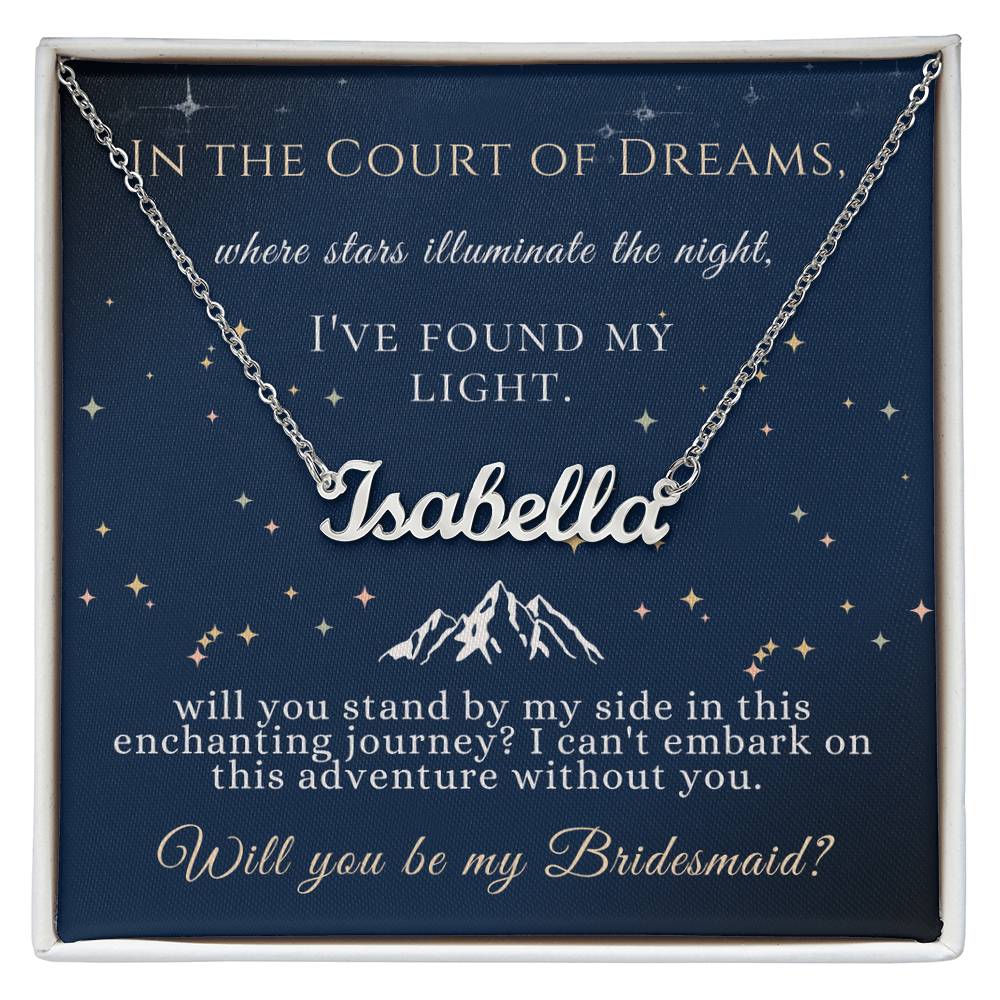 acotar bridesmaid name necklace