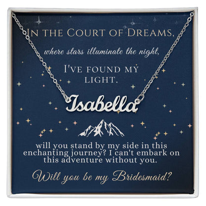 acotar bridesmaid name necklace