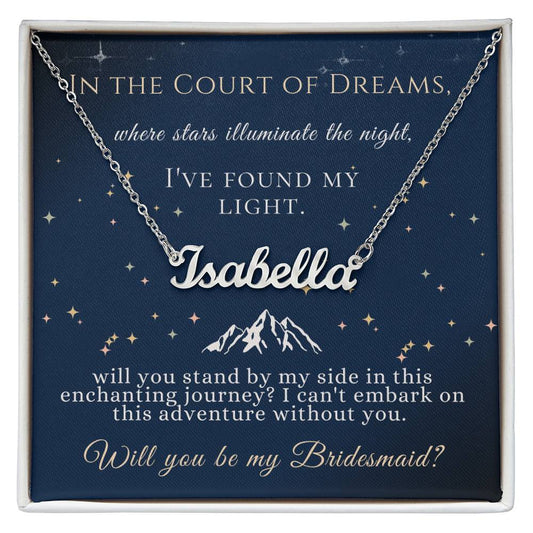 acotar bridesmaid name necklace