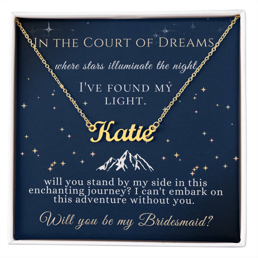 acotar bridesmaid name necklace