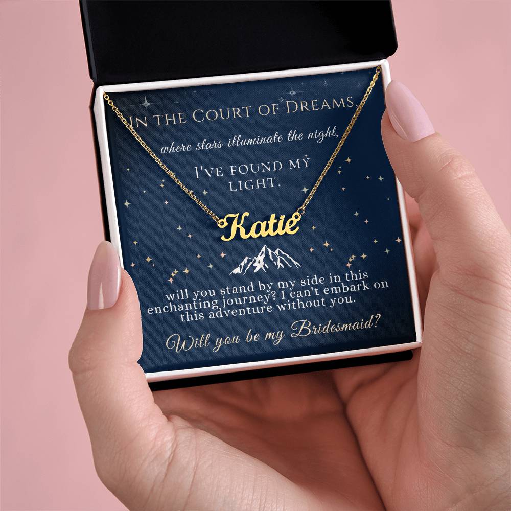 acotar bridesmaid name necklace