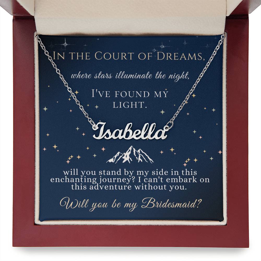 acotar bridesmaid name necklace