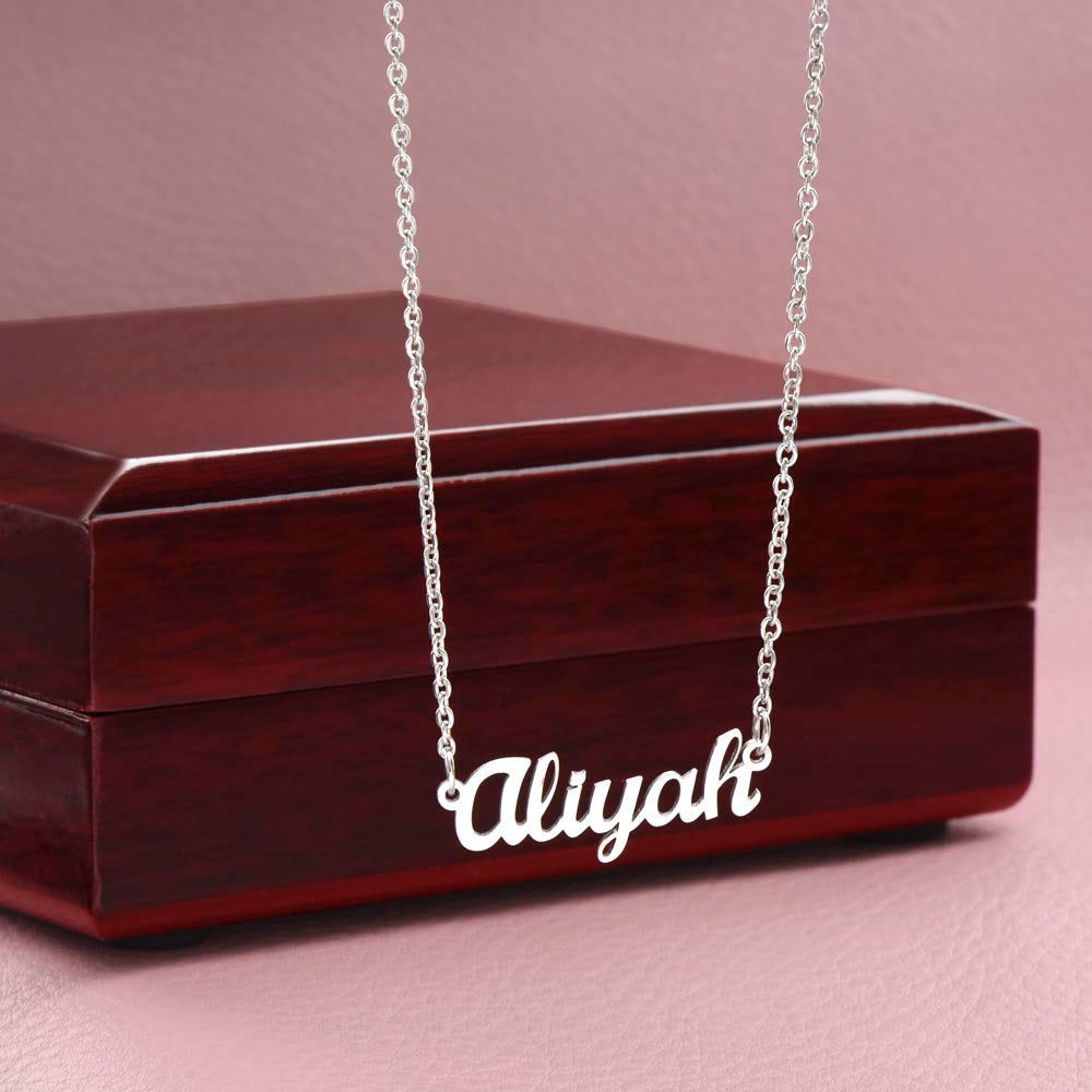 Love From Heaven Personalized Name Necklace in Yellow And Eggplant