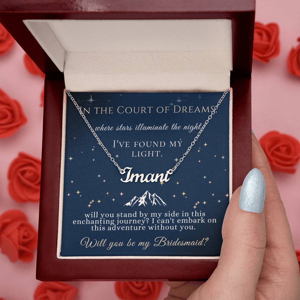 acotar bridesmaid name necklace