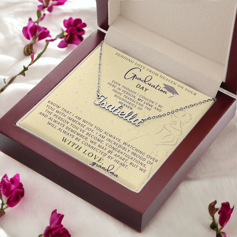 Love From Heaven Personalized Name Necklace in Yellow And Eggplant