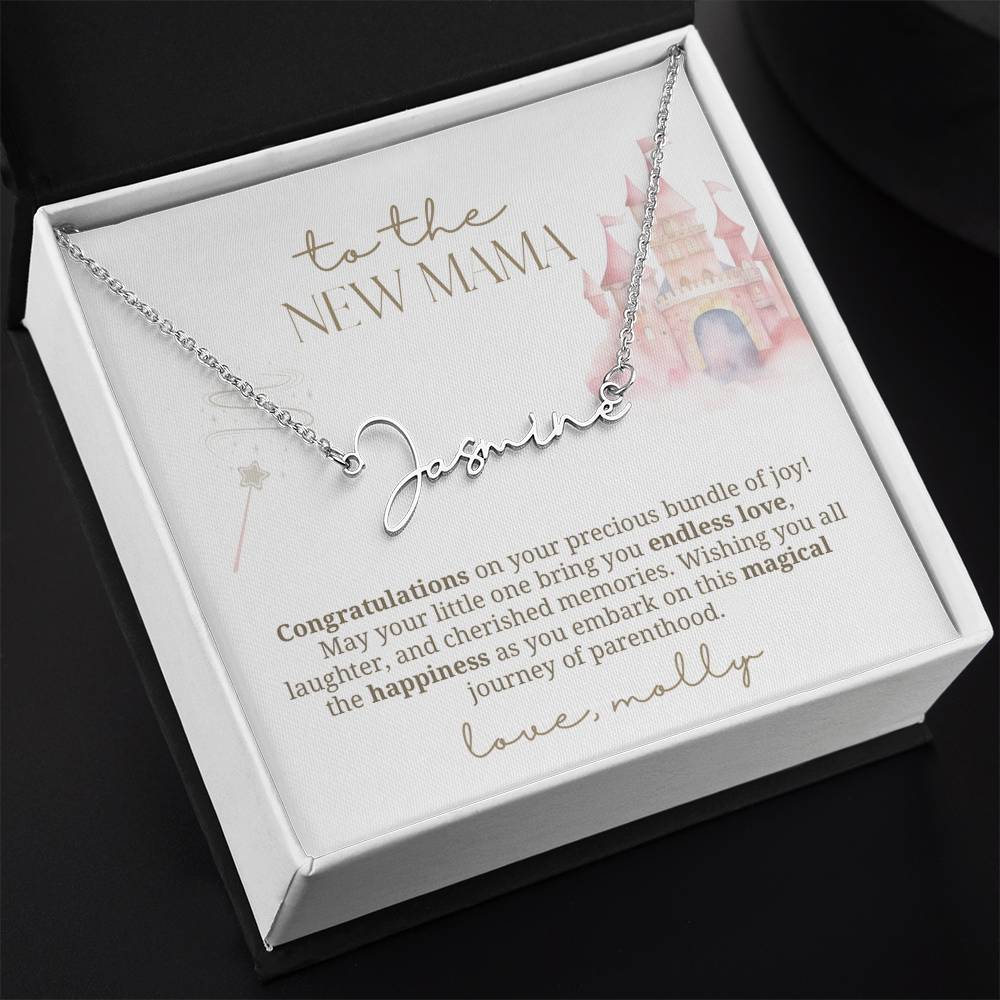 Pink Castle New Mama Gift Baby Name Necklace