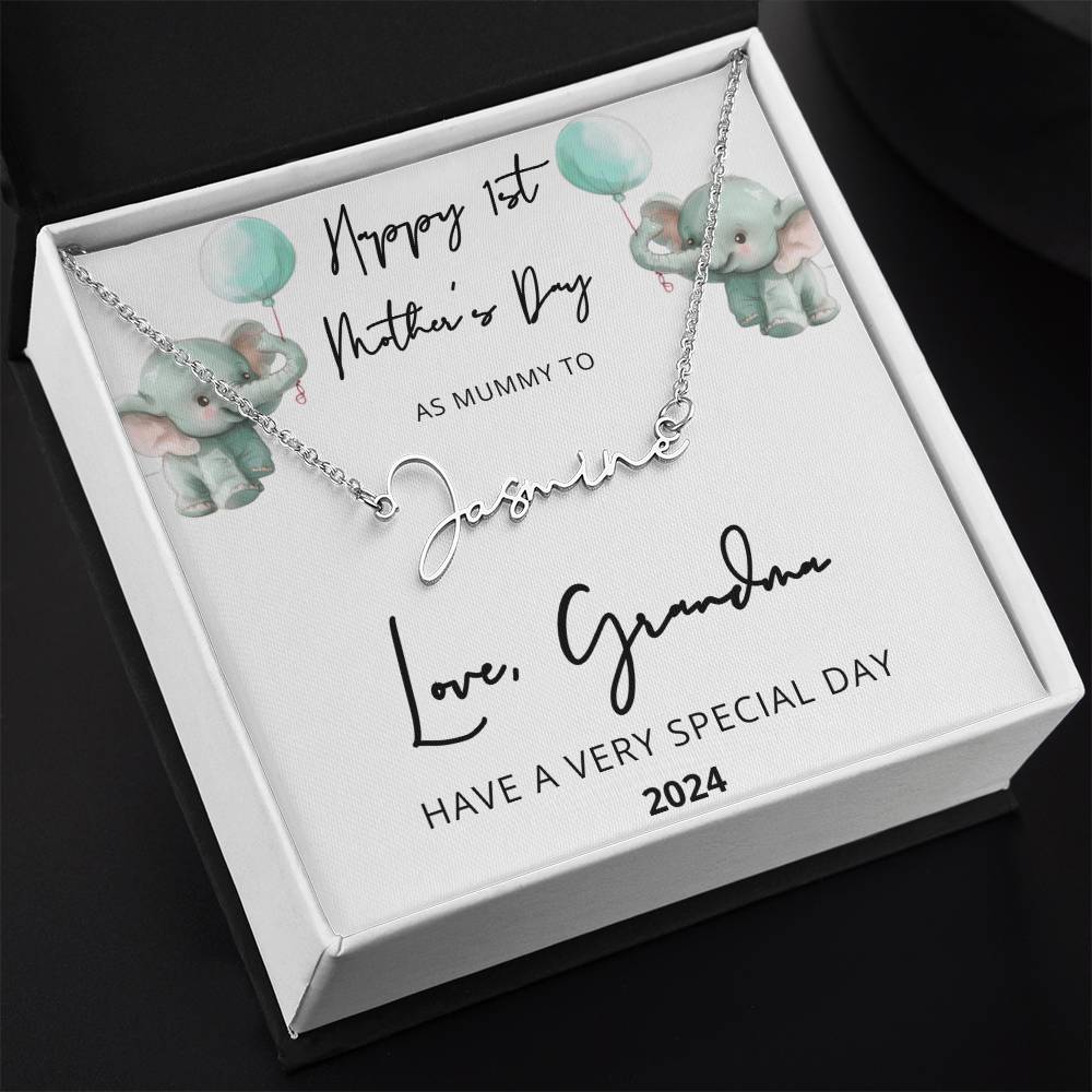 Personalized First Time Mom Gift, 1st Time Mummy, Gift for new Mum, Kids Name Necklace, Gift from Husband, Mother, Grandma, Baby