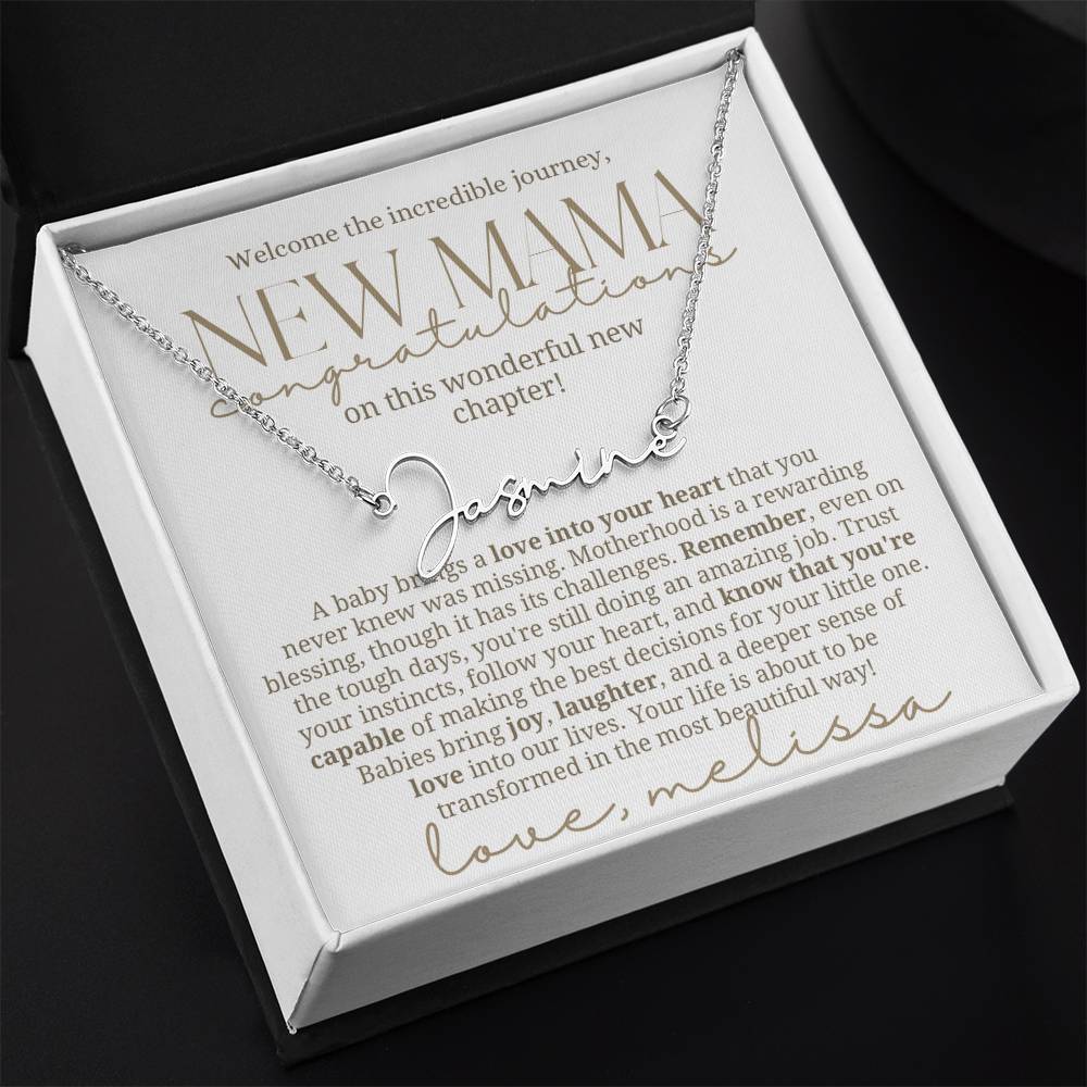New mama custom baby name necklace