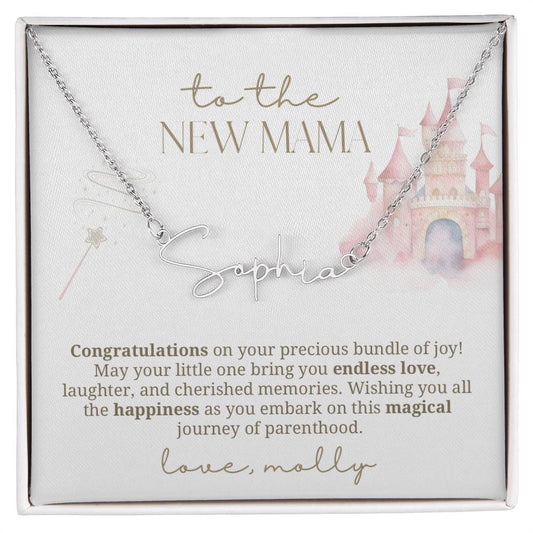 Pink Castle New Mama Gift Baby Name Necklace