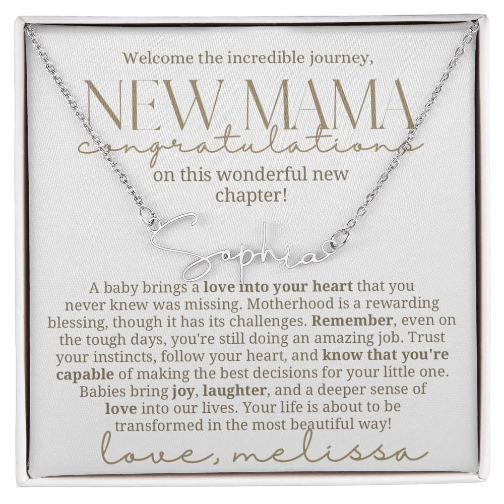 New mama custom baby name necklace