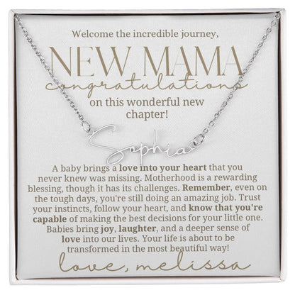 New mama custom baby name necklace