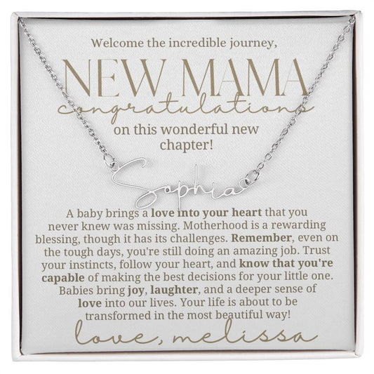New mama custom baby name necklace