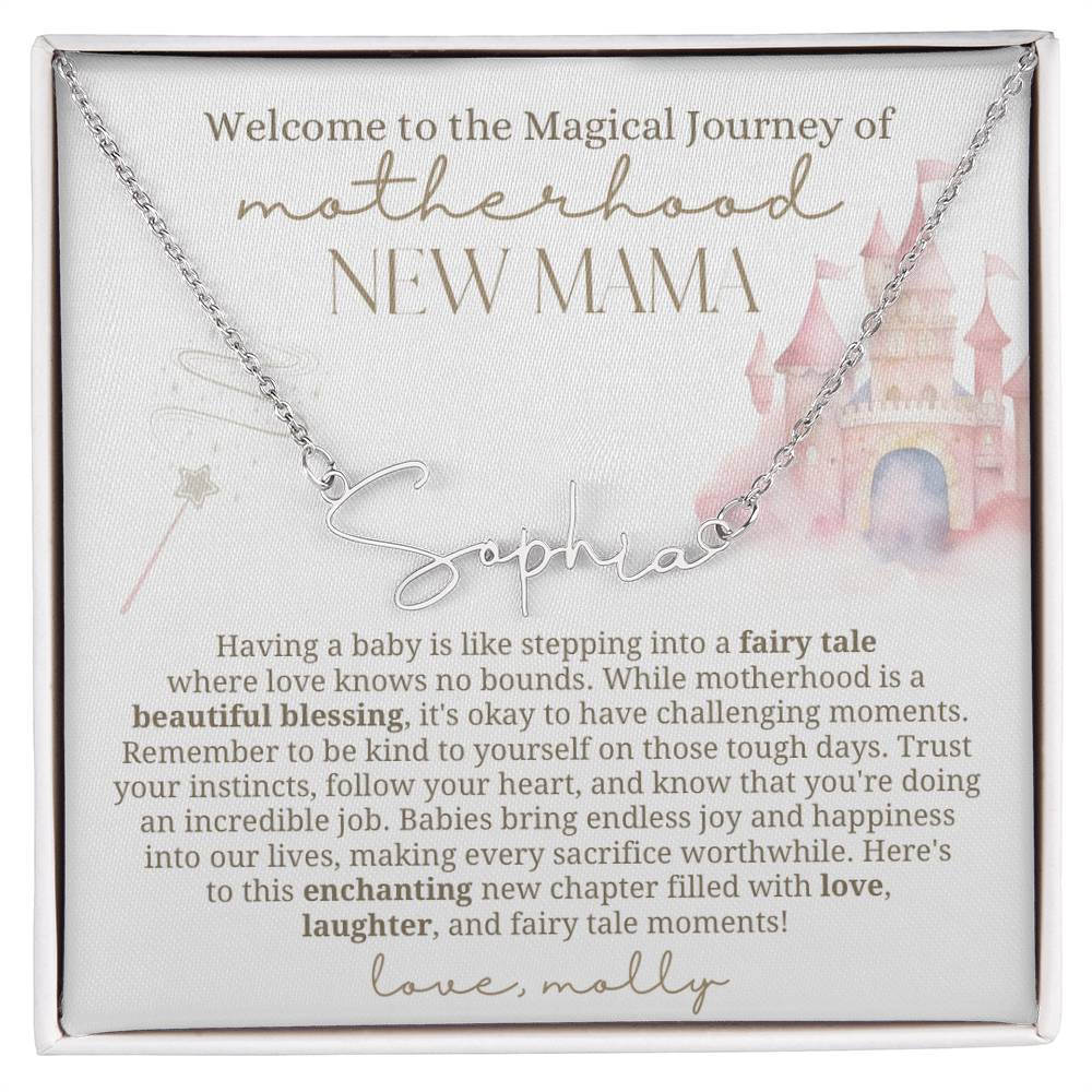 First Time Mom Gift,New Mom Jewelry,Postpartum Gift,Best Friend First Mother Day,Baby Name Necklace,Princess Castle, Mama Necklace,Girl Mom