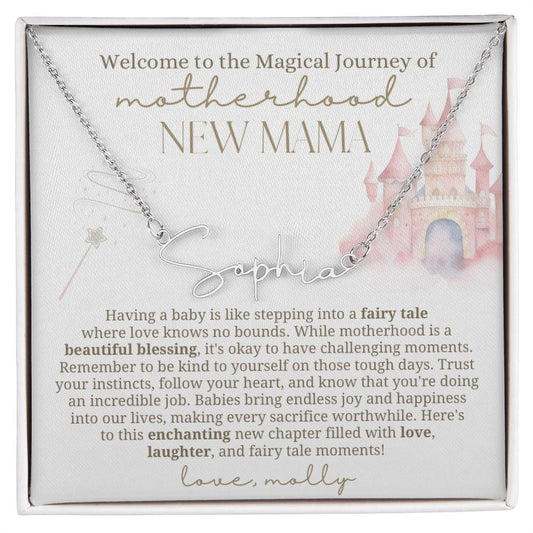 First Time Mom Gift,New Mom Jewelry,Postpartum Gift,Best Friend First Mother Day,Baby Name Necklace,Princess Castle, Mama Necklace,Girl Mom