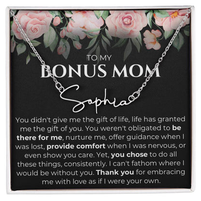 Bonus mom name signature necklace