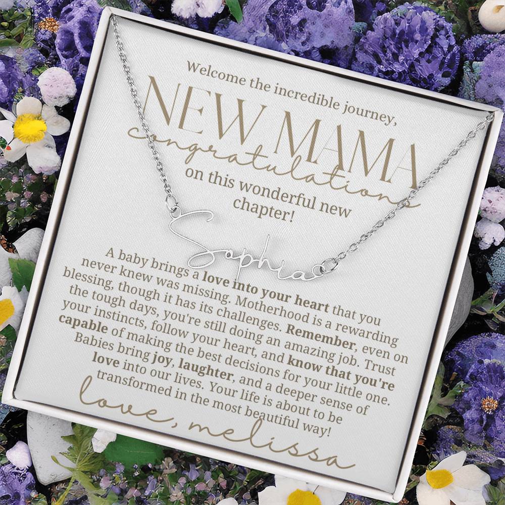 New mama custom baby name necklace