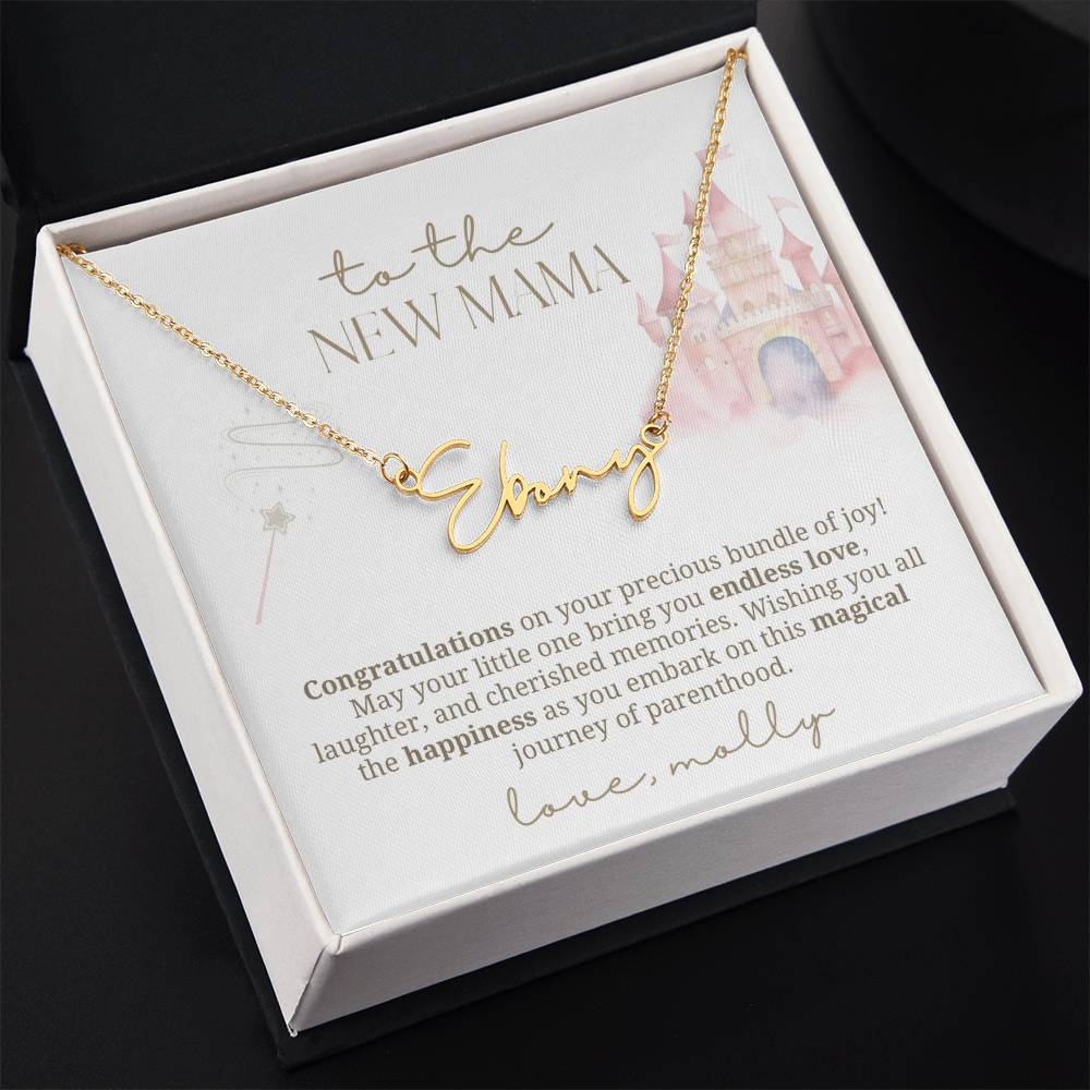 Pink Castle New Mama Gift Baby Name Necklace