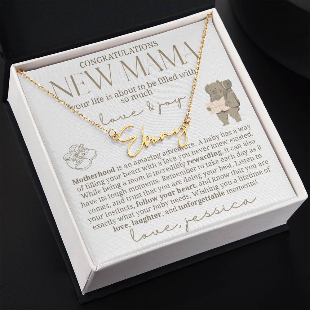 Adventure Awaits New Baby Name Necklace for New Mom
