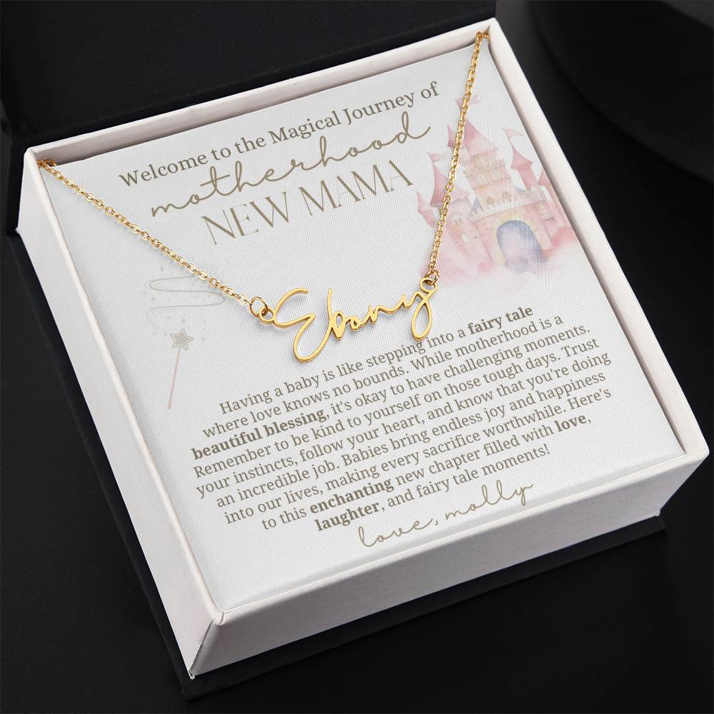 First Time Mom Gift,New Mom Jewelry,Postpartum Gift,Best Friend First Mother Day,Baby Name Necklace,Princess Castle, Mama Necklace,Girl Mom