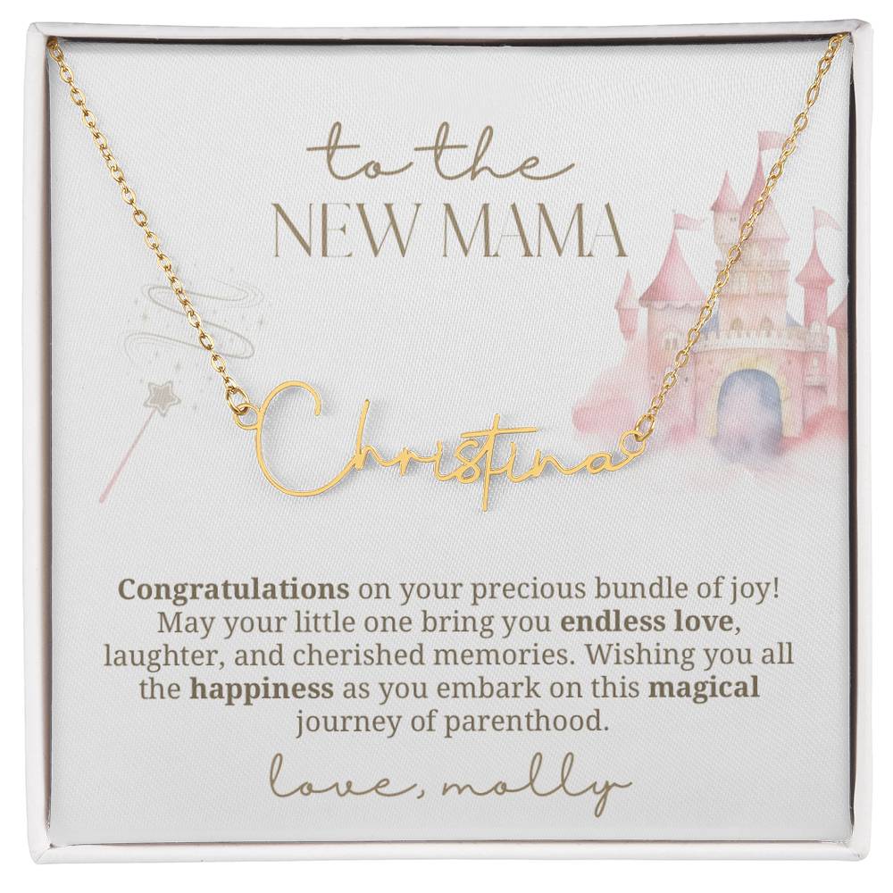 Pink Castle New Mama Gift Baby Name Necklace