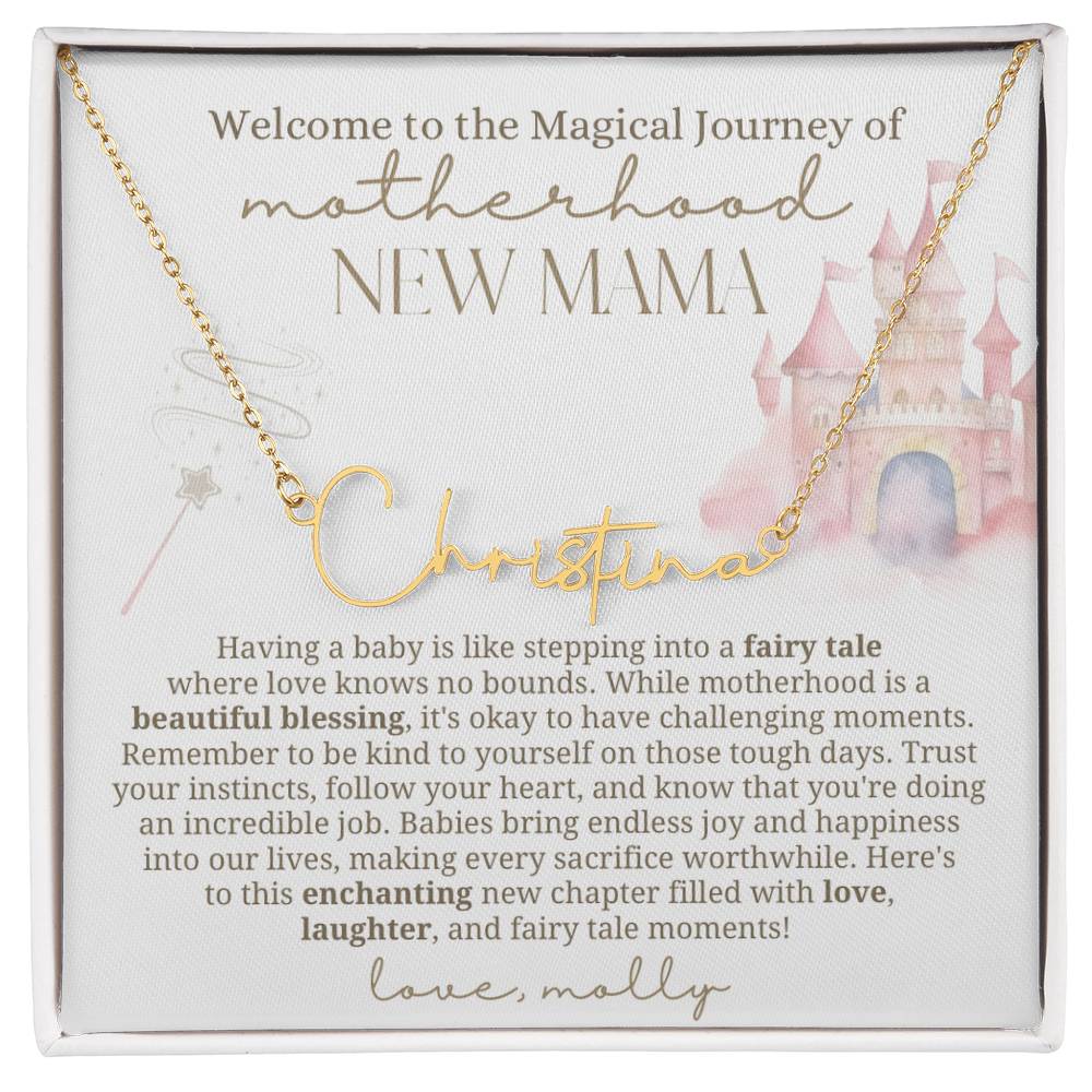 First Time Mom Gift,New Mom Jewelry,Postpartum Gift,Best Friend First Mother Day,Baby Name Necklace,Princess Castle, Mama Necklace,Girl Mom