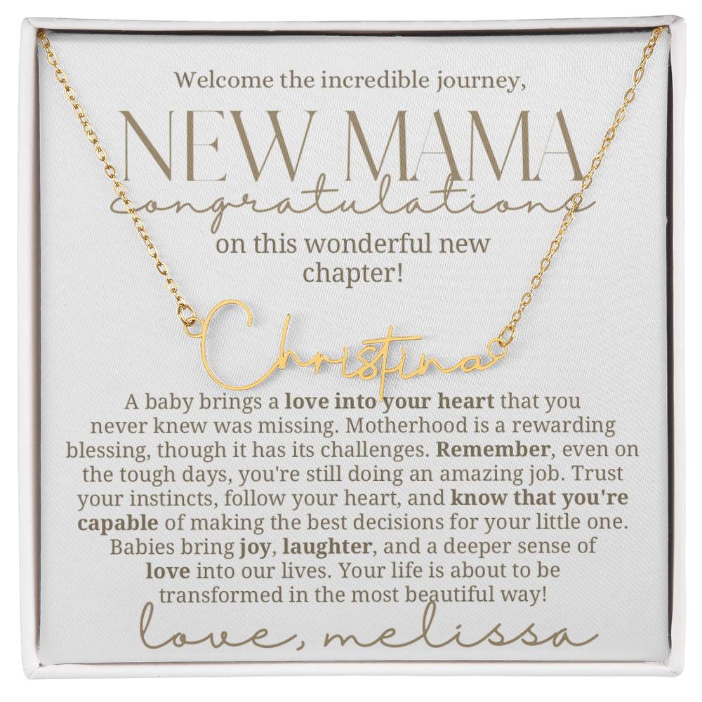 New mama custom baby name necklace