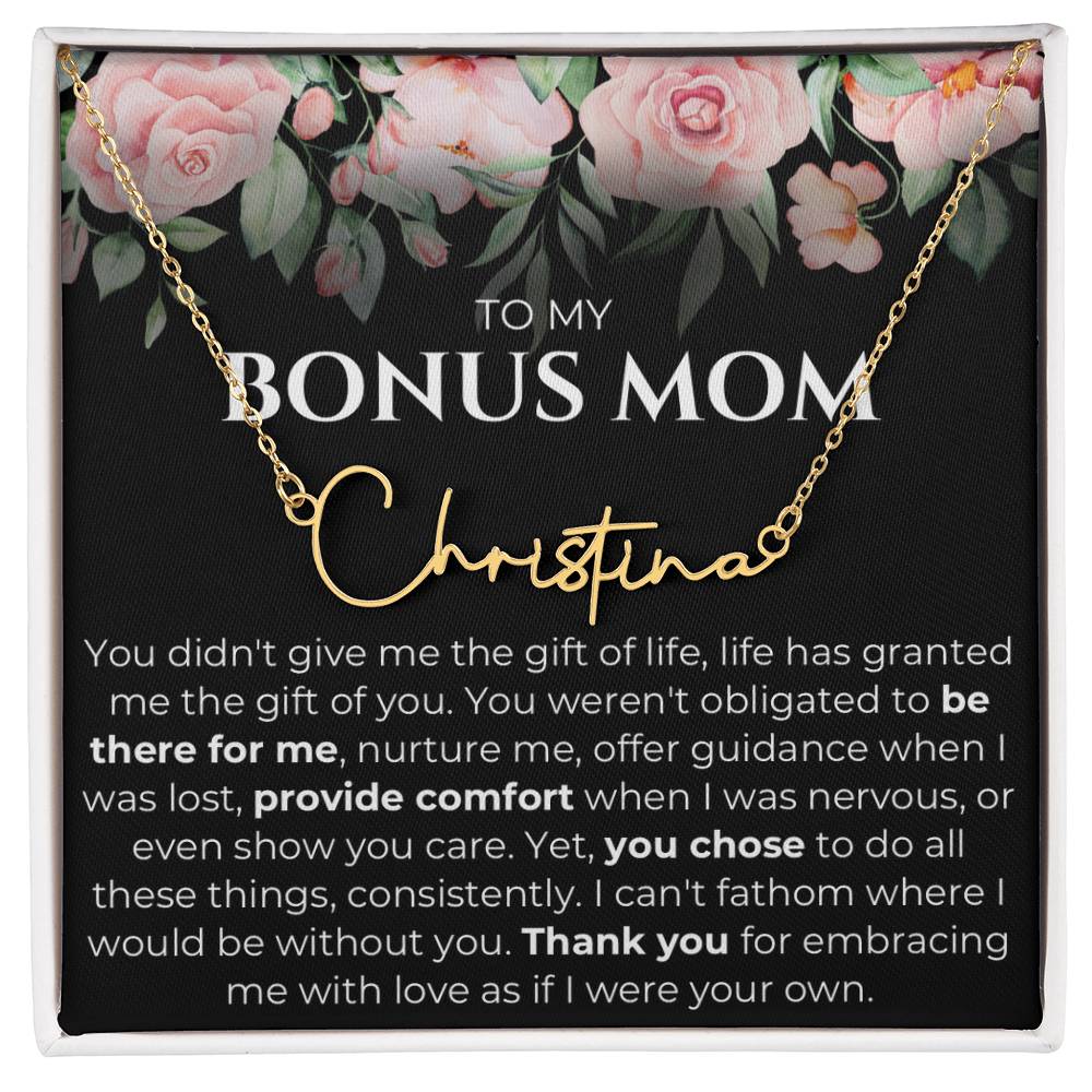 Bonus mom name signature necklace