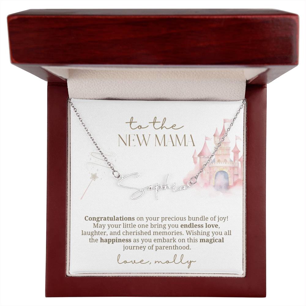Pink Castle New Mama Gift Baby Name Necklace