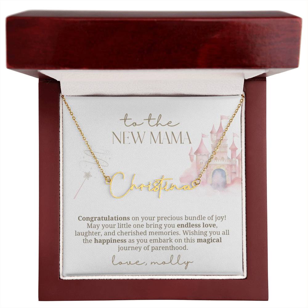 Pink Castle New Mama Gift Baby Name Necklace