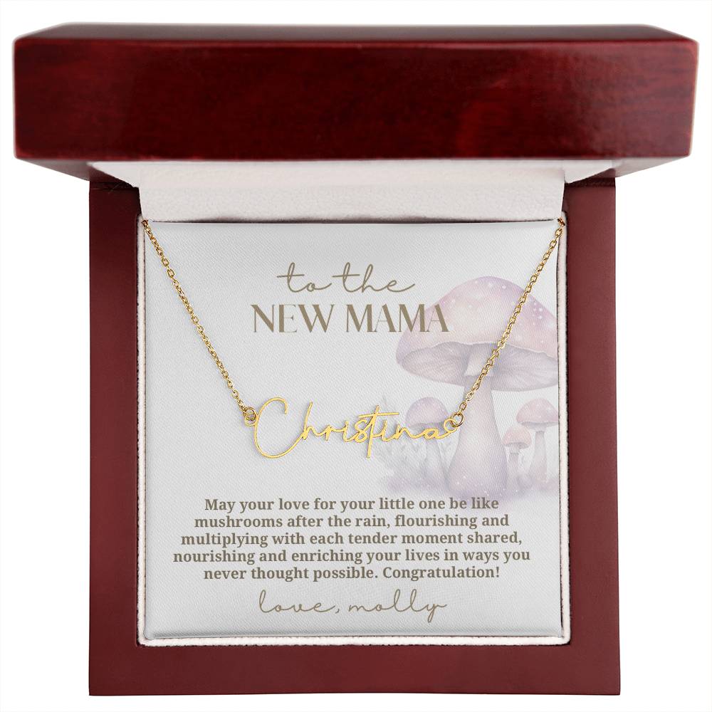 Mushrooms after the rain new mama gift baby nameNecklave