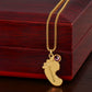 Mama to be new baby gift with engraved birthstone foot pendamt