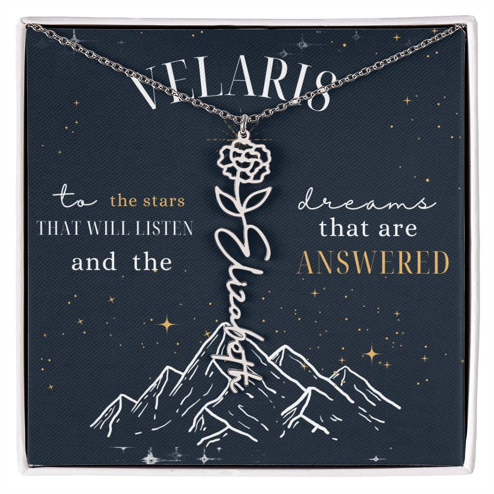 Customized ACOTAR Name Necklace with Birth Flower, AcoMaf Jewelry, SJM Booktok Merch, Gifts for Her