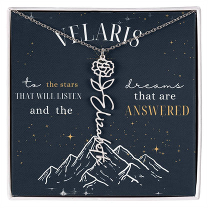 Customized ACOTAR Name Necklace with Birth Flower, AcoMaf Jewelry, SJM Booktok Merch, Gifts for Her