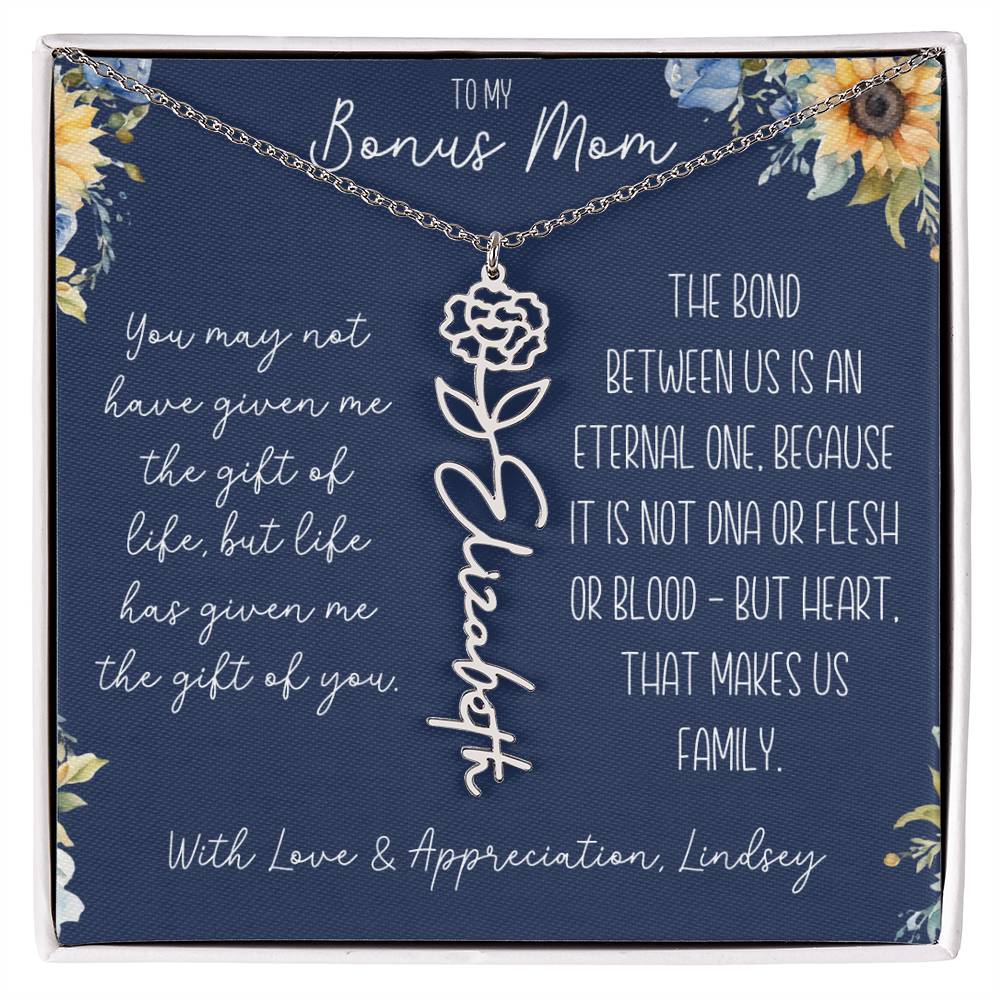 Flower Name Necklace for Bonus Mom