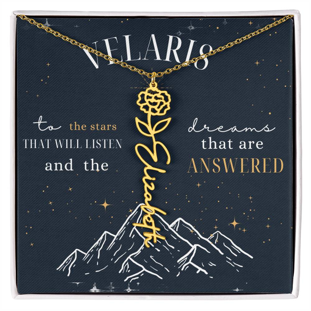 Customized ACOTAR Name Necklace with Birth Flower, AcoMaf Jewelry, SJM Booktok Merch, Gifts for Her