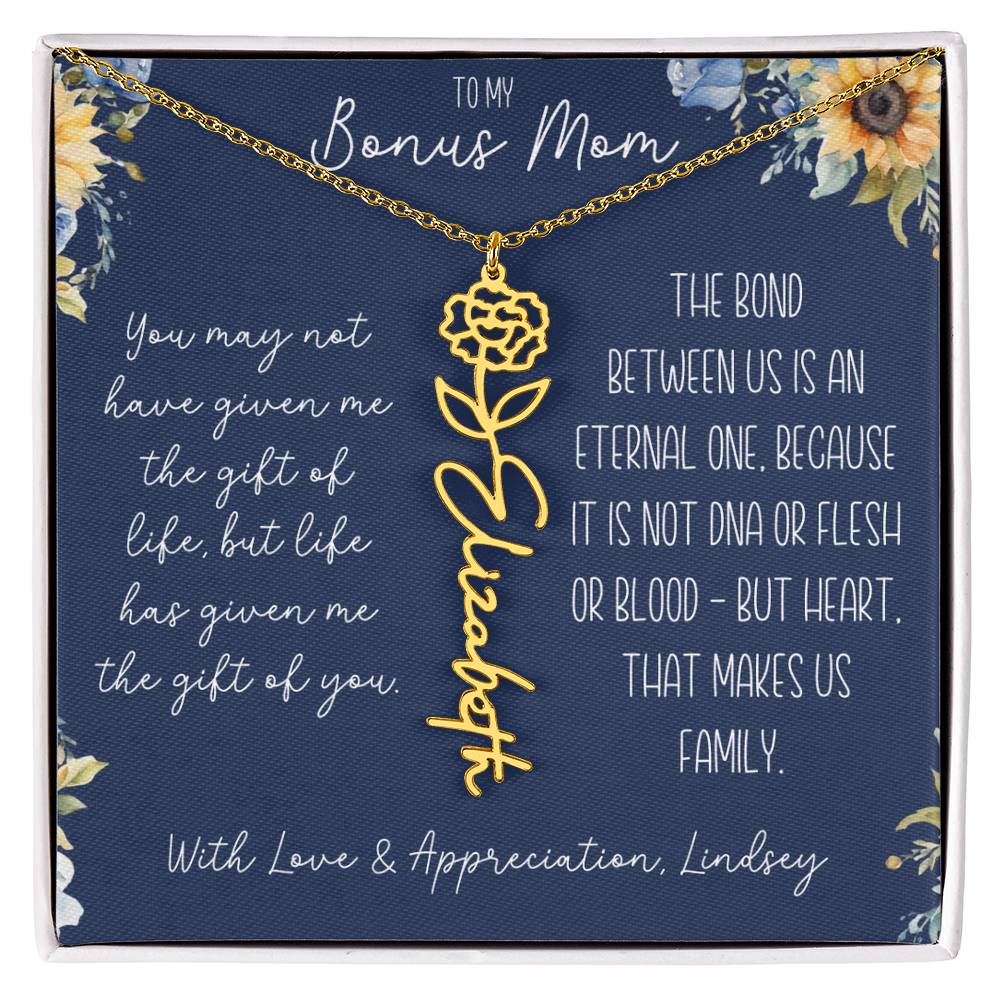 Flower Name Necklace for Bonus Mom