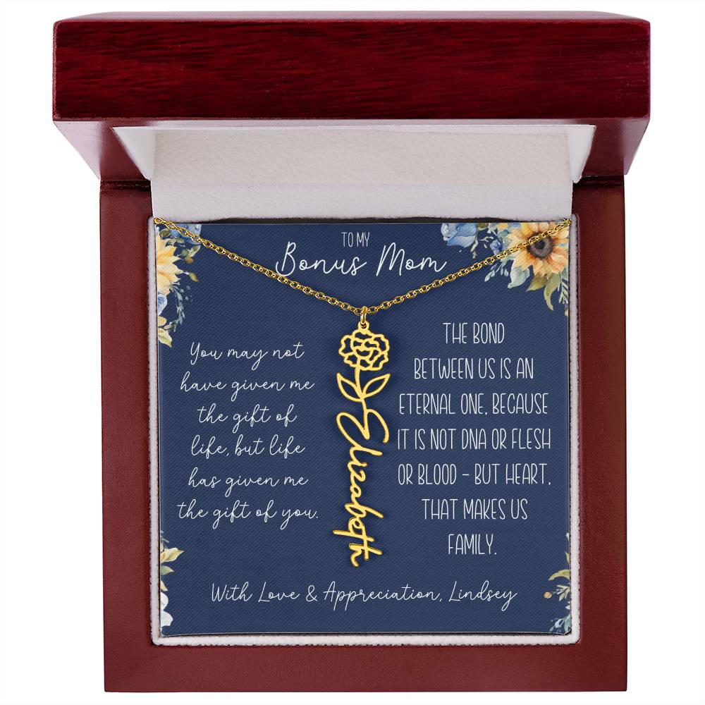 Flower Name Necklace for Bonus Mom