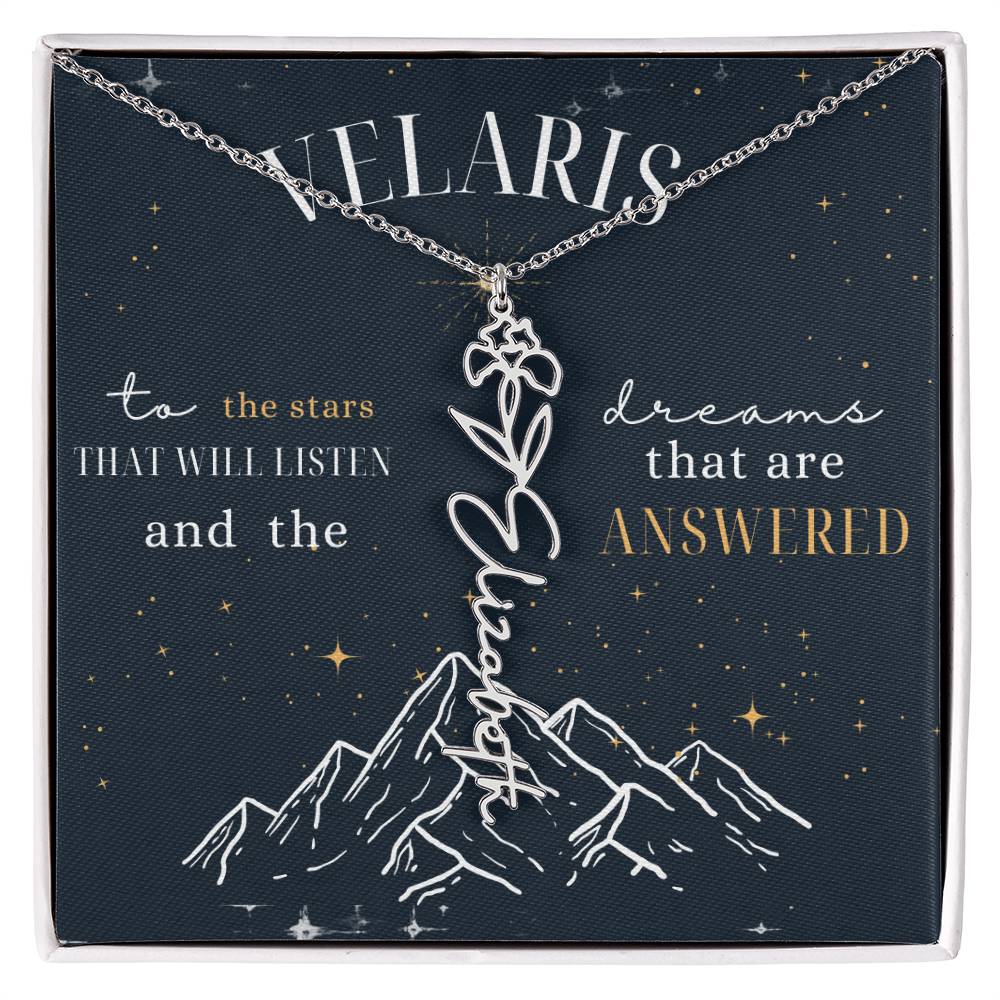 Customized ACOTAR Name Necklace with Birth Flower, AcoMaf Jewelry, SJM Booktok Merch, Gifts for Her