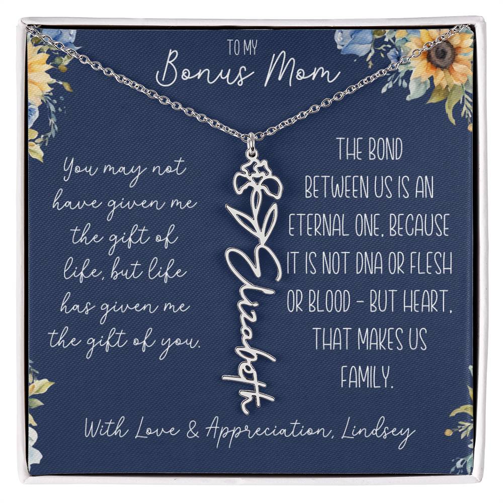 Flower Name Necklace for Bonus Mom