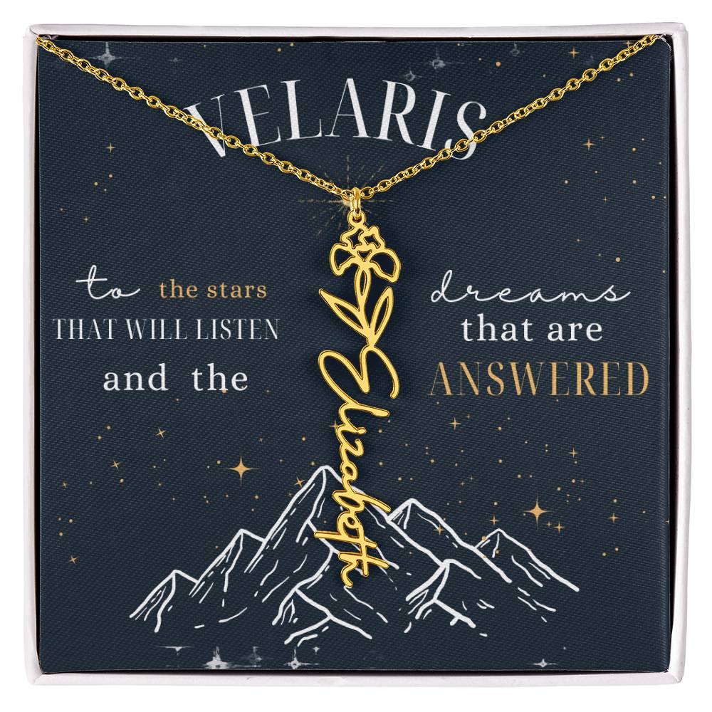 Customized ACOTAR Name Necklace with Birth Flower, AcoMaf Jewelry, SJM Booktok Merch, Gifts for Her